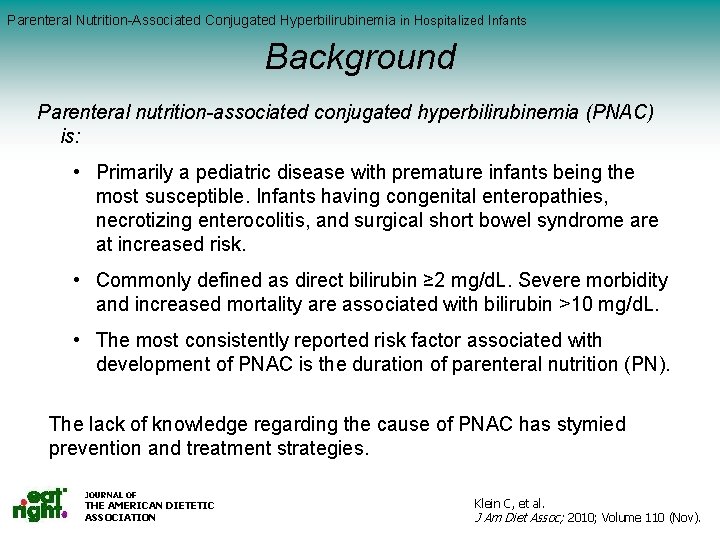 Parenteral Nutrition-Associated Conjugated Hyperbilirubinemia in Hospitalized Infants Background Serum Vitamin C (mg/dl) by Salad