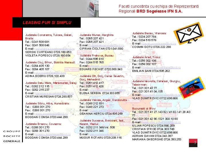 Faceti cunostinta cu echipa de Reprezentanti Regionali BRD Sogelease IFN S. A. LEASING PUR