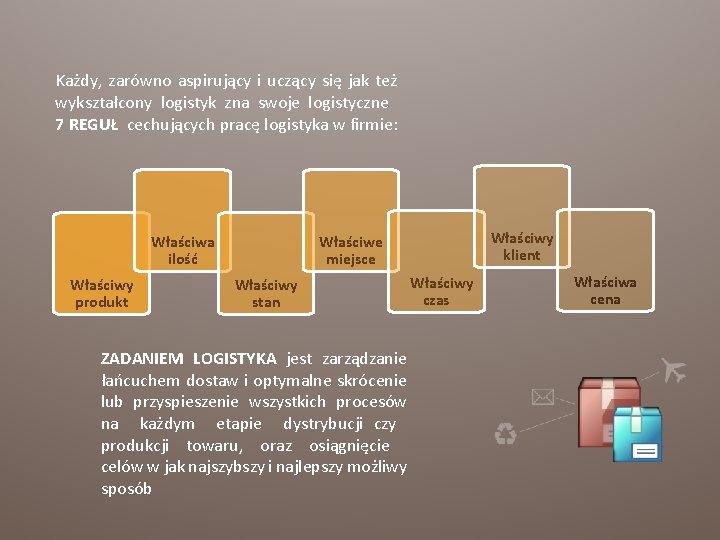 Każdy, zarówno aspirujący i uczący się jak też wykształcony logistyk zna swoje logistyczne 7