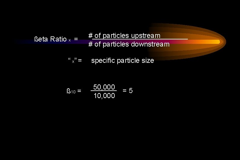 ßeta Ratio x = “ x” = ß 10 = # of particles upstream