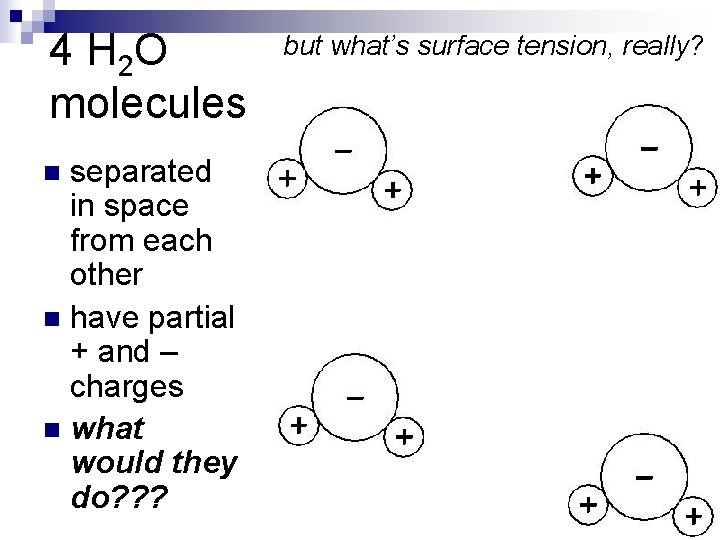 4 H 2 O molecules separated in space from each other n have partial
