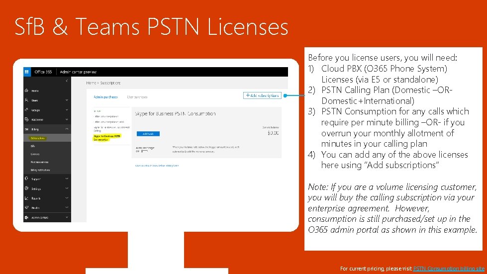 Sf. B & Teams PSTN Licenses Before you license users, you will need: 1)