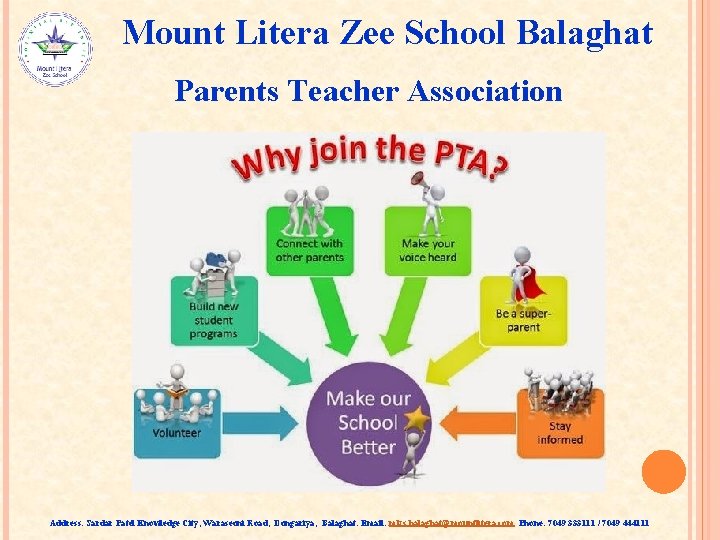 Mount Litera Zee School Balaghat Parents Teacher Association Address: Sardar Patel Knowledge City, Waraseoni
