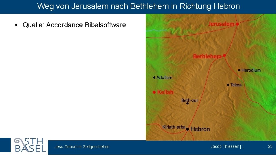 Weg von Jerusalem nach Bethlehem in Richtung Hebron • Quelle: Accordance Bibelsoftware Jesu Geburt