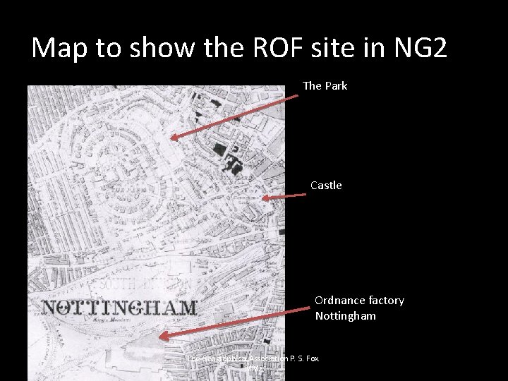 Map to show the ROF site in NG 2 The Park Castle Ordnance factory