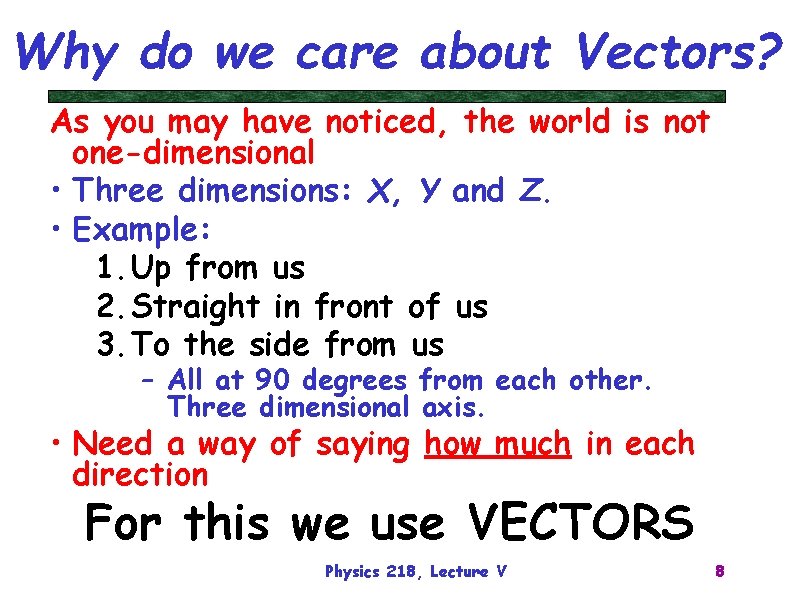 Why do we care about Vectors? As you may have noticed, the world is