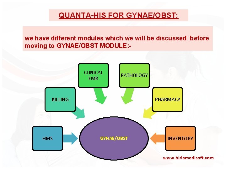 QUANTA-HIS FOR GYNAE/OBST: we have different modules which we will be discussed before moving