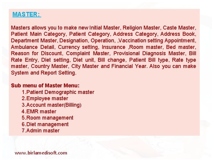  MASTER: Masters allows you to make new Initial Master, Religion Master, Caste Master,