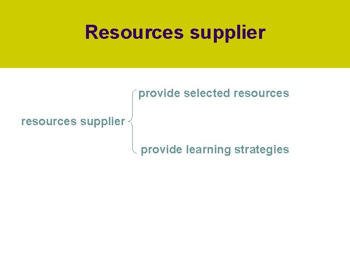 Resources supplier provide selected resources supplier provide learning strategies 