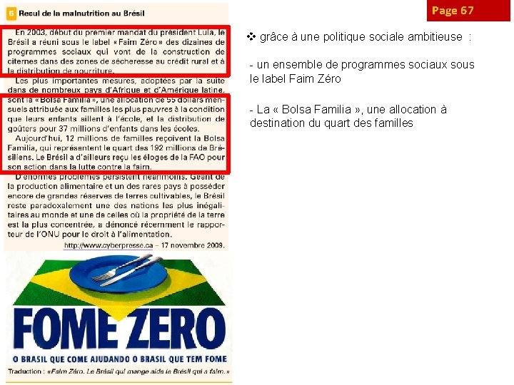 Page 67 v grâce à une politique sociale ambitieuse : - un ensemble de