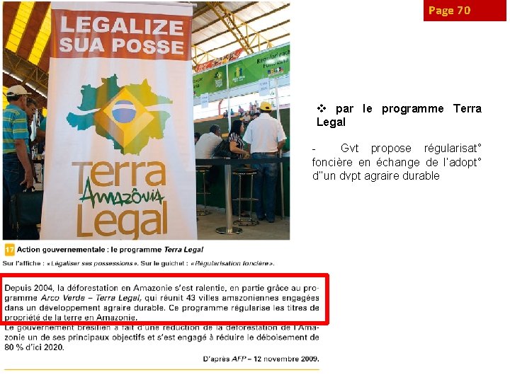 Page 70 v par le programme Terra Legal - Gvt propose régularisat° foncière en