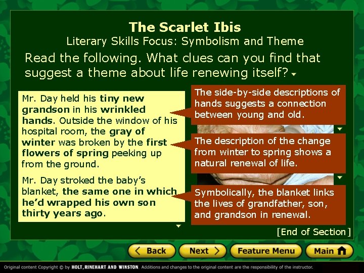 The Scarlet Ibis Literary Skills Focus: Symbolism and Theme Read the following. What clues