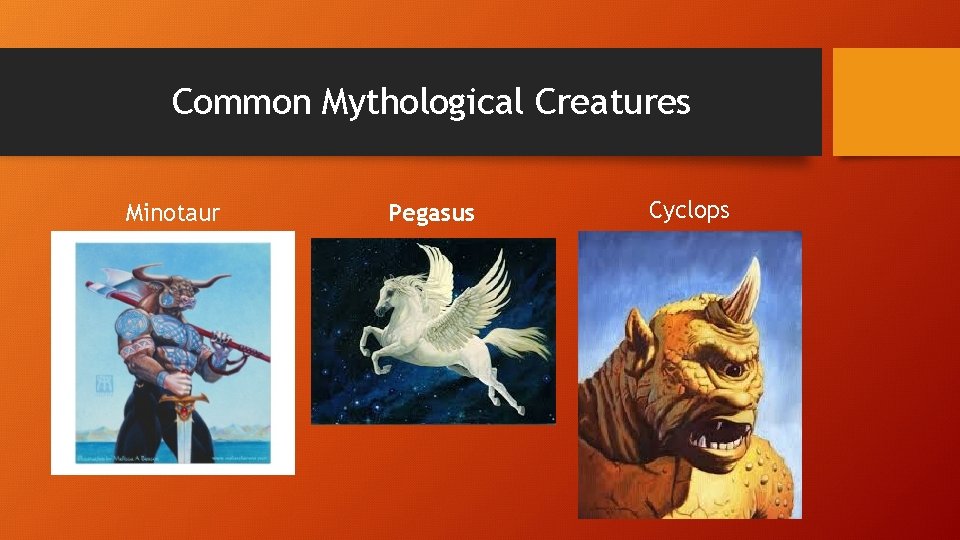 Common Mythological Creatures Minotaur Pegasus Cyclops 