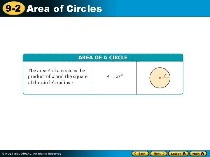 9 -2 Area of Circles 