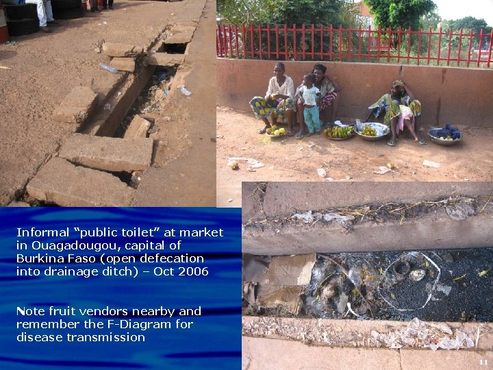 Informal “public toilet” at market in Ouagadougou, capital of Burkina Faso (open defecation into