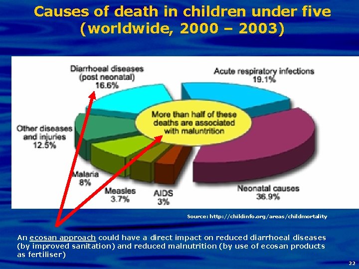 Causes of death in children under five (worldwide, 2000 – 2003) Source: http: //childinfo.