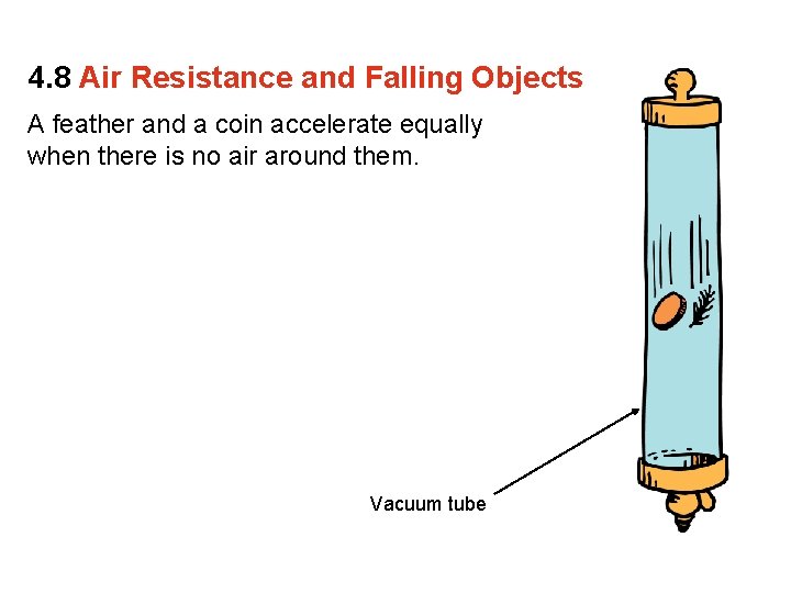 4. 8 Air Resistance and Falling Objects A feather and a coin accelerate equally 4. 8 Air Resistance and Falling Objects A feather and a coin accelerate equally
