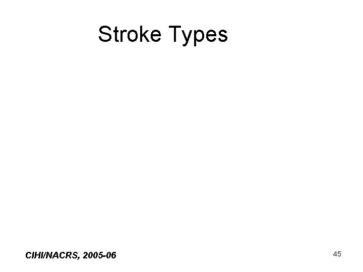 Stroke Types CIHI/NACRS, 2005 -06 45 