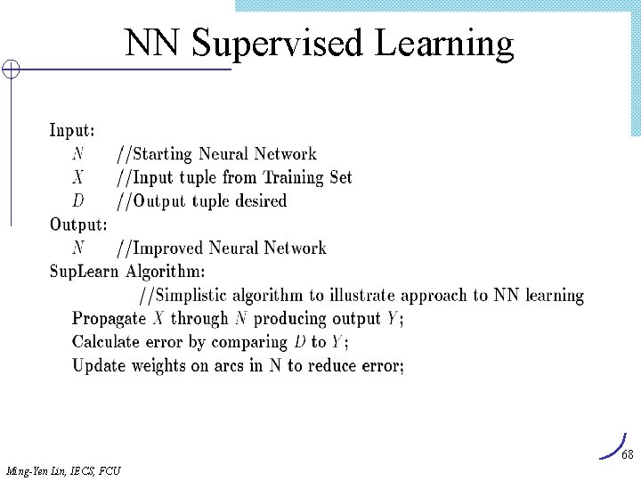NN Supervised Learning 68 Ming-Yen Lin, IECS, FCU 