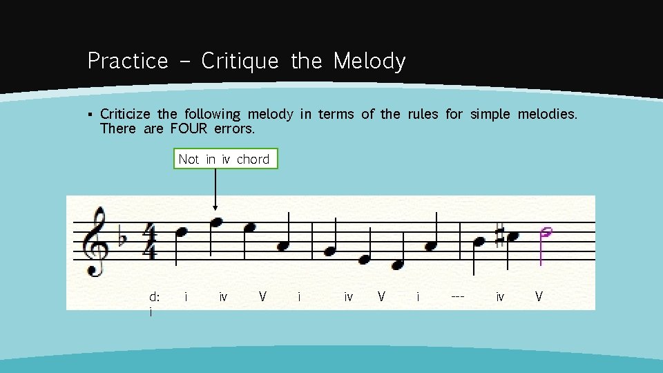 Practice – Critique the Melody ▪ Criticize the following melody in terms of the