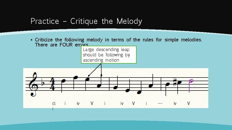 Practice – Critique the Melody ▪ Criticize the following melody in terms of the