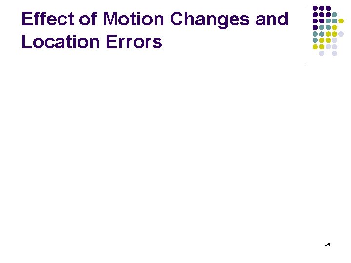 Effect of Motion Changes and Location Errors 24 