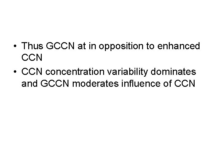  • Thus GCCN at in opposition to enhanced CCN • CCN concentration variability