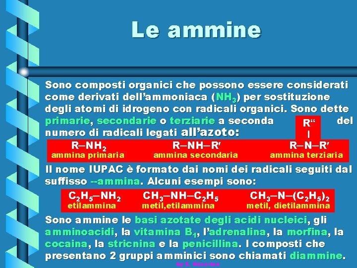 Le ammine Sono composti organici che possono essere considerati come derivati dell’ammoniaca (NH 3)