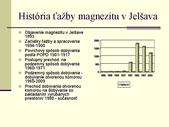 História ťažby magnezitu v Jelšava n Objavenie magnezitu v Jelšave n n n 1893