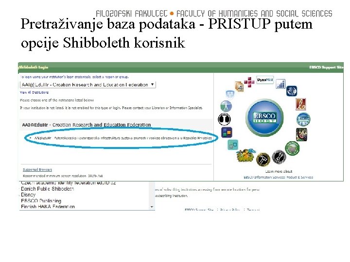 Pretraživanje baza podataka - PRISTUP putem opcije Shibboleth korisnik 