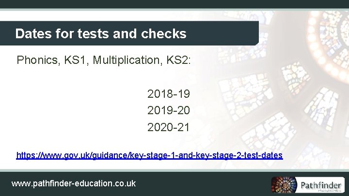 Dates for tests and checks Phonics, KS 1, Multiplication, KS 2: 2018 -19 2019