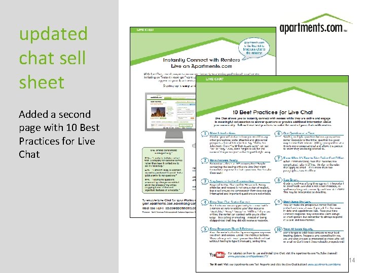 updated chat sell sheet Added a second page with 10 Best Practices for Live