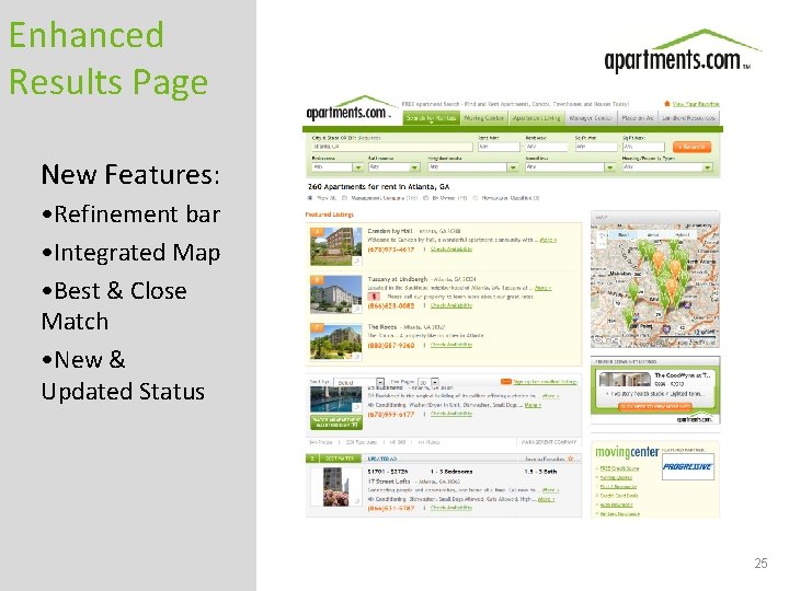 Enhanced Results Page New Features: • Refinement bar • Integrated Map • Best &