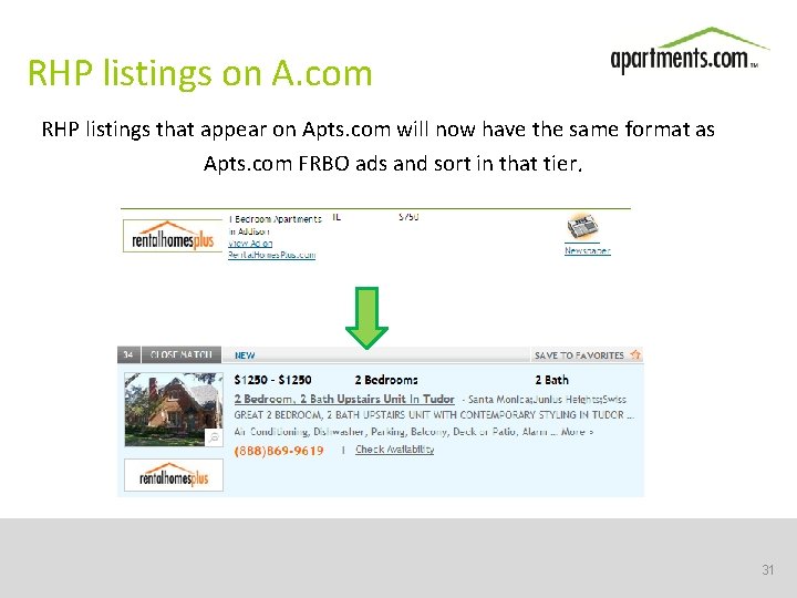 RHP listings on A. com RHP listings that appear on Apts. com will now