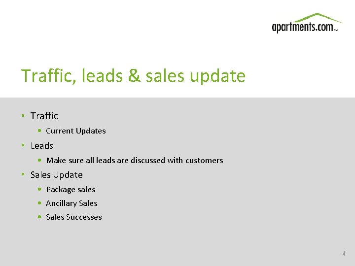 Traffic, leads & sales update • Traffic • Current Updates • Leads • Make