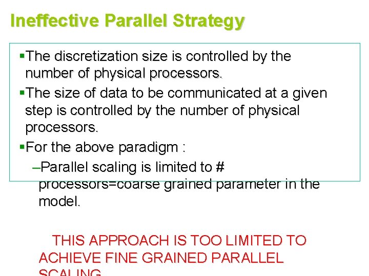 Ineffective Parallel Strategy §The discretization size is controlled by the number of physical processors.
