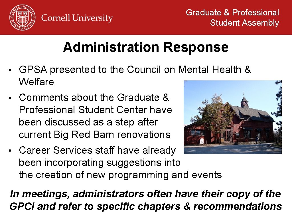 Graduate & Professional Student Assembly Administration Response • GPSA presented to the Council on