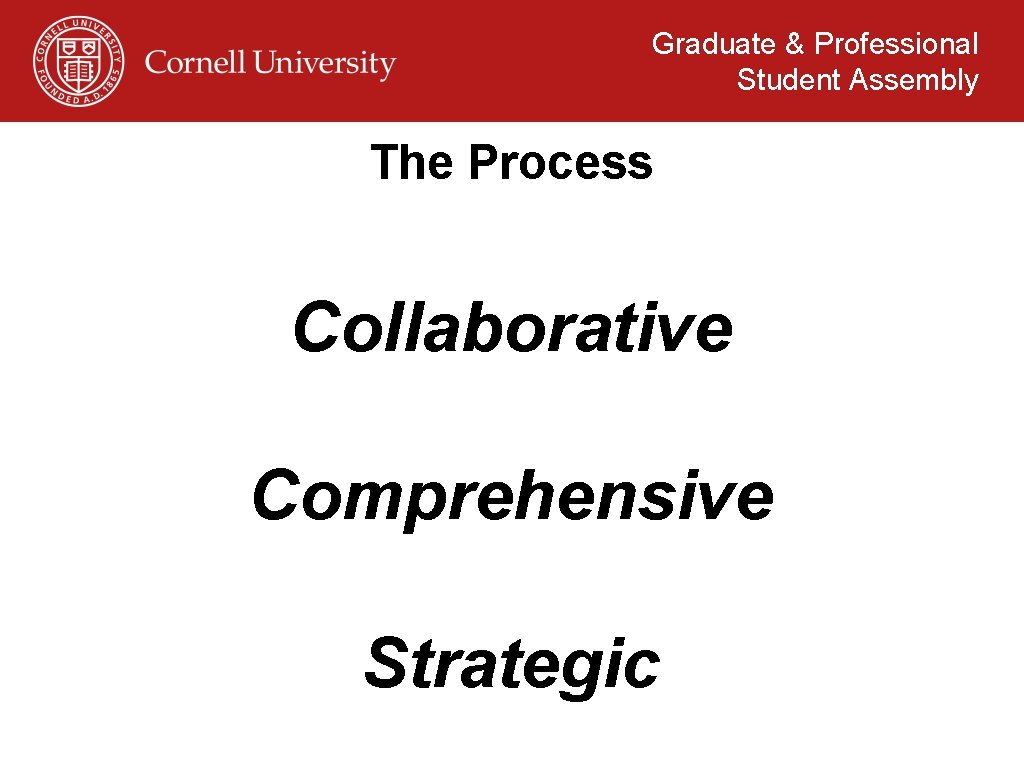 Graduate & Professional Student Assembly The Process Collaborative Comprehensive Strategic 