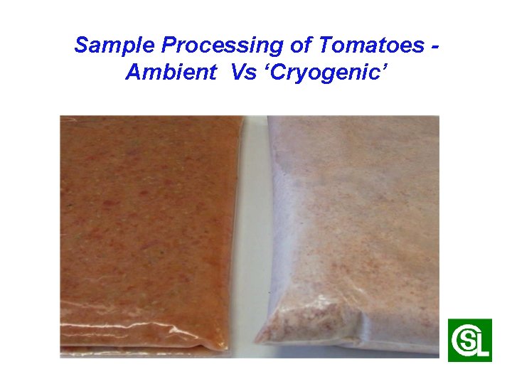 Sample Processing of Tomatoes Ambient Vs ‘Cryogenic’ 