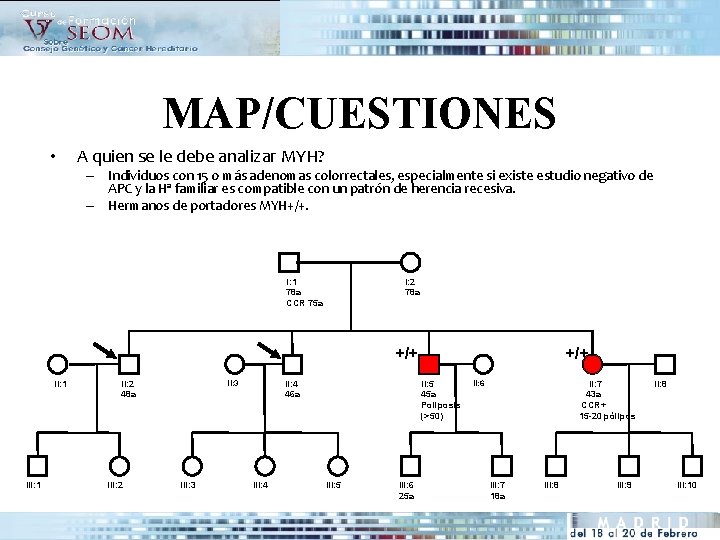 MAP/CUESTIONES • A quien se le debe analizar MYH? – Individuos con 15 o