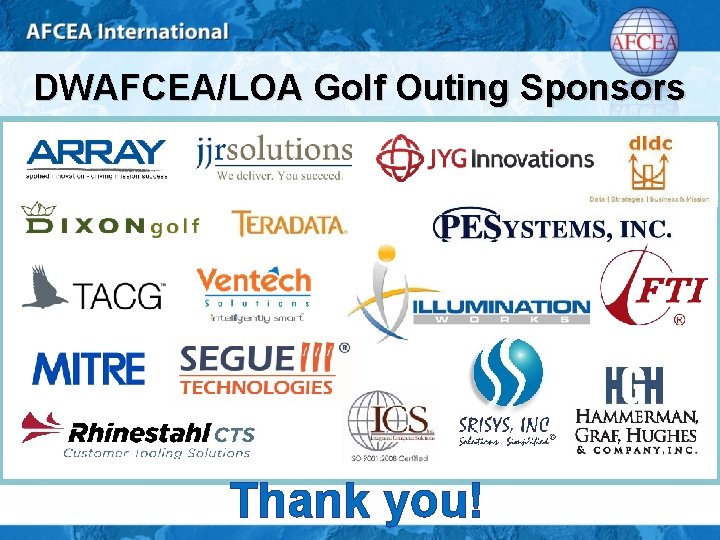 DWAFCEA/LOA Golf Outing Sponsors Thank you! 