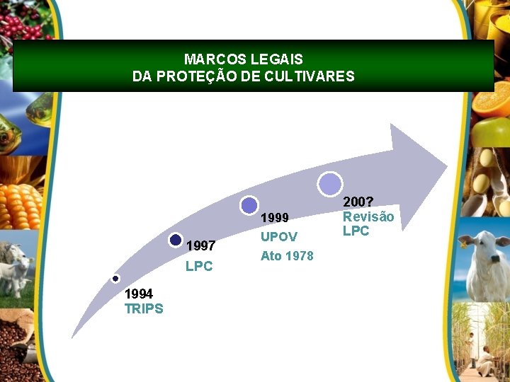 MARCOS LEGAIS DA PROTEÇÃO DE CULTIVARES 1999 1997 LPC 1994 TRIPS UPOV Ato 1978