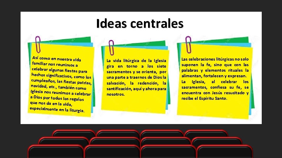 Ideas centrales Así como en nuestra vida familiar nos reunimos a celebrar algunas fiestas