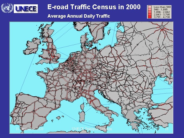 E-road Traffic Census in 2000 Average Annual Daily Traffic 10 September 2020 UNECE Transport