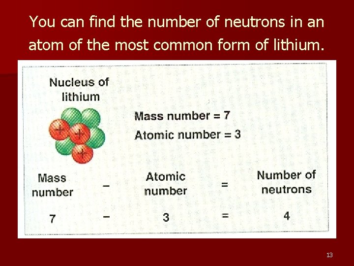 You can find the number of neutrons in an atom of the most common