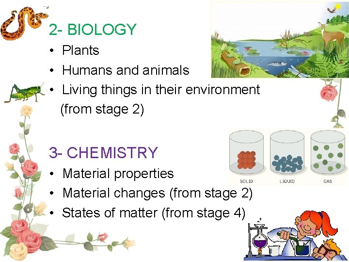 2 - BIOLOGY • Plants • Humans and animals • Living things in their