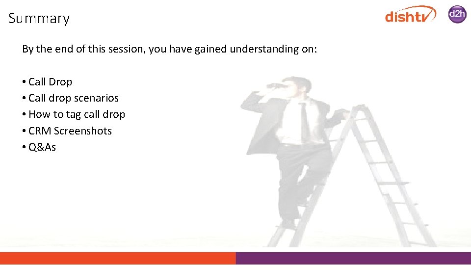 Summary By the end of this session, you have gained understanding on: • Call