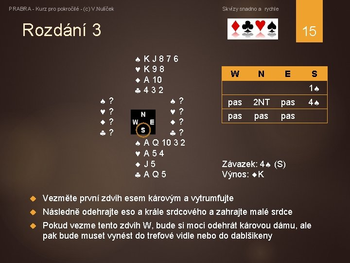 PRABRA - Kurz pro pokročilé - (c) V. Nulíček Skvízy snadno a rychle Rozdání