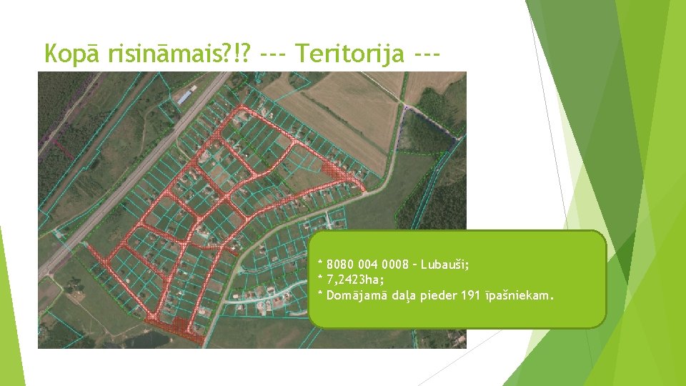 Kopā risināmais? !? --- Teritorija --- * 8080 004 0008 – Lubauši; * 7,