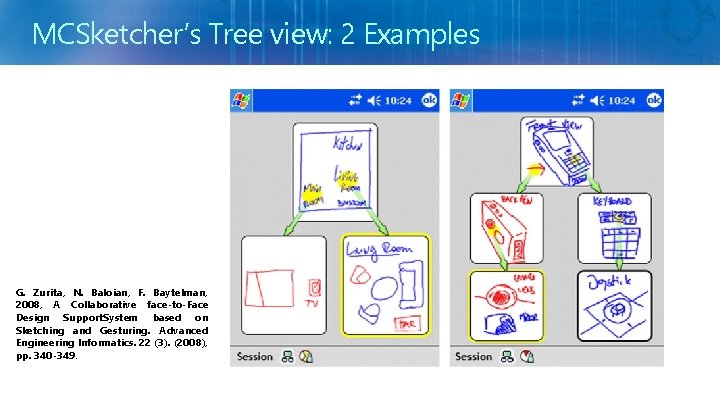 MCSketcher’s Tree view: 2 Examples G. Zurita, N. Baloian, F. Baytelman, 2008, A Collaborative